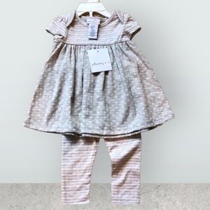 🆕 Polka dots Grey/Pink Outfit - 6-8 mo